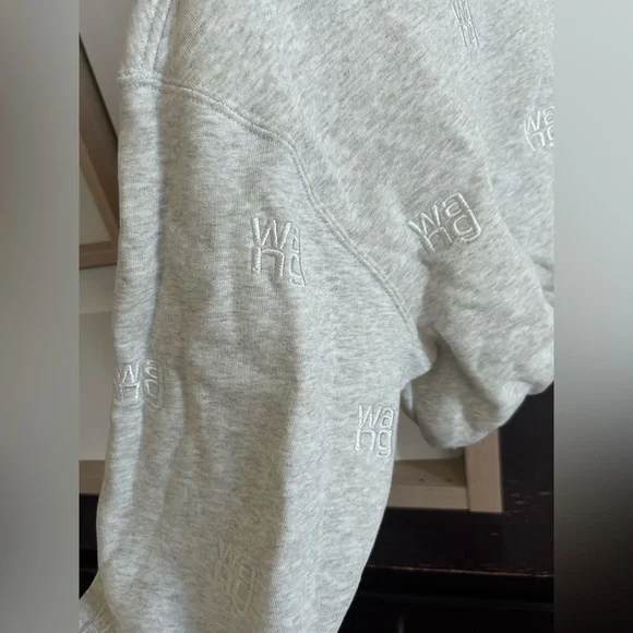 Alexander Wang All Over Logo Embroidery Monogram Turtleneck Sweatshirt Crop Top - Picture 5 of 17